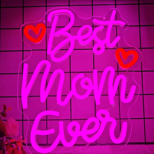 Lovely Bright Pink “Best Mom Ever” LED Night Light Room Wall Decoration