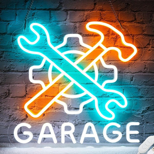 Bright Hammer / Wrench Garage LED Night Light Room Wall Mechanic Shop Decor