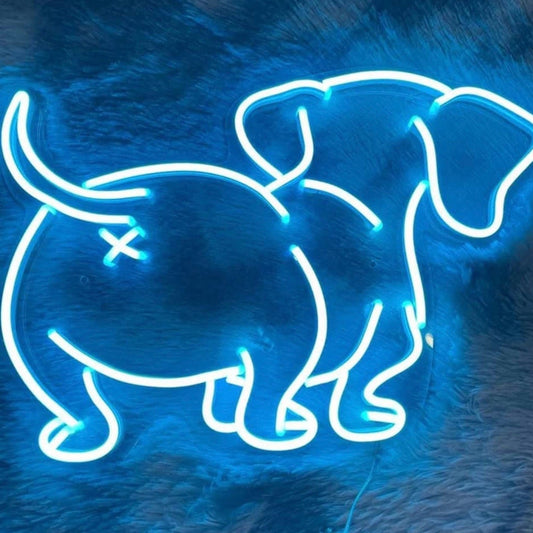 Super Cute Fun Bright Blue Weiner Puppy Dog Dachshund Booty LED Night Light Room