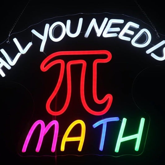 Fun Bright Colorful “All You Need is Math” Pie Sign Night Light Room Wall Decor