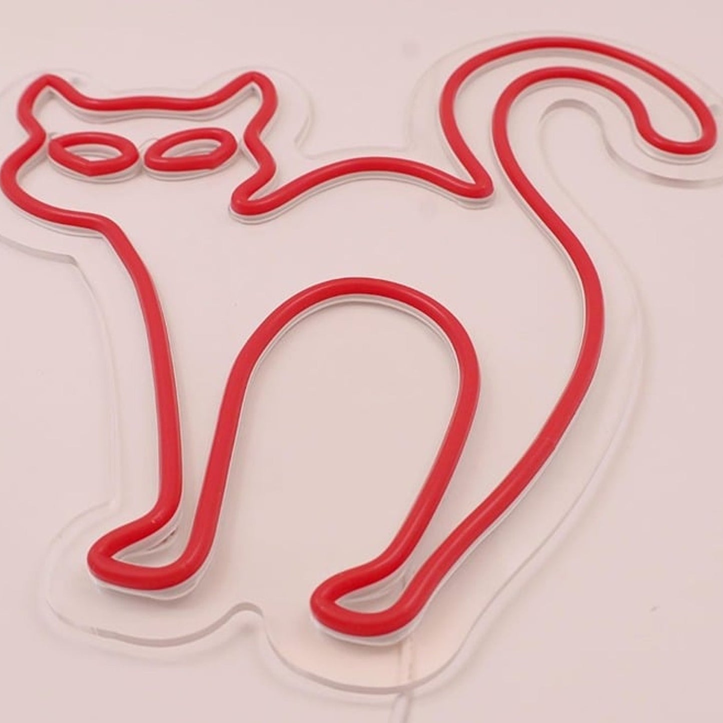 Bright Red Arched Back Kitty Cat LED Night Light Room Wall Decoration
