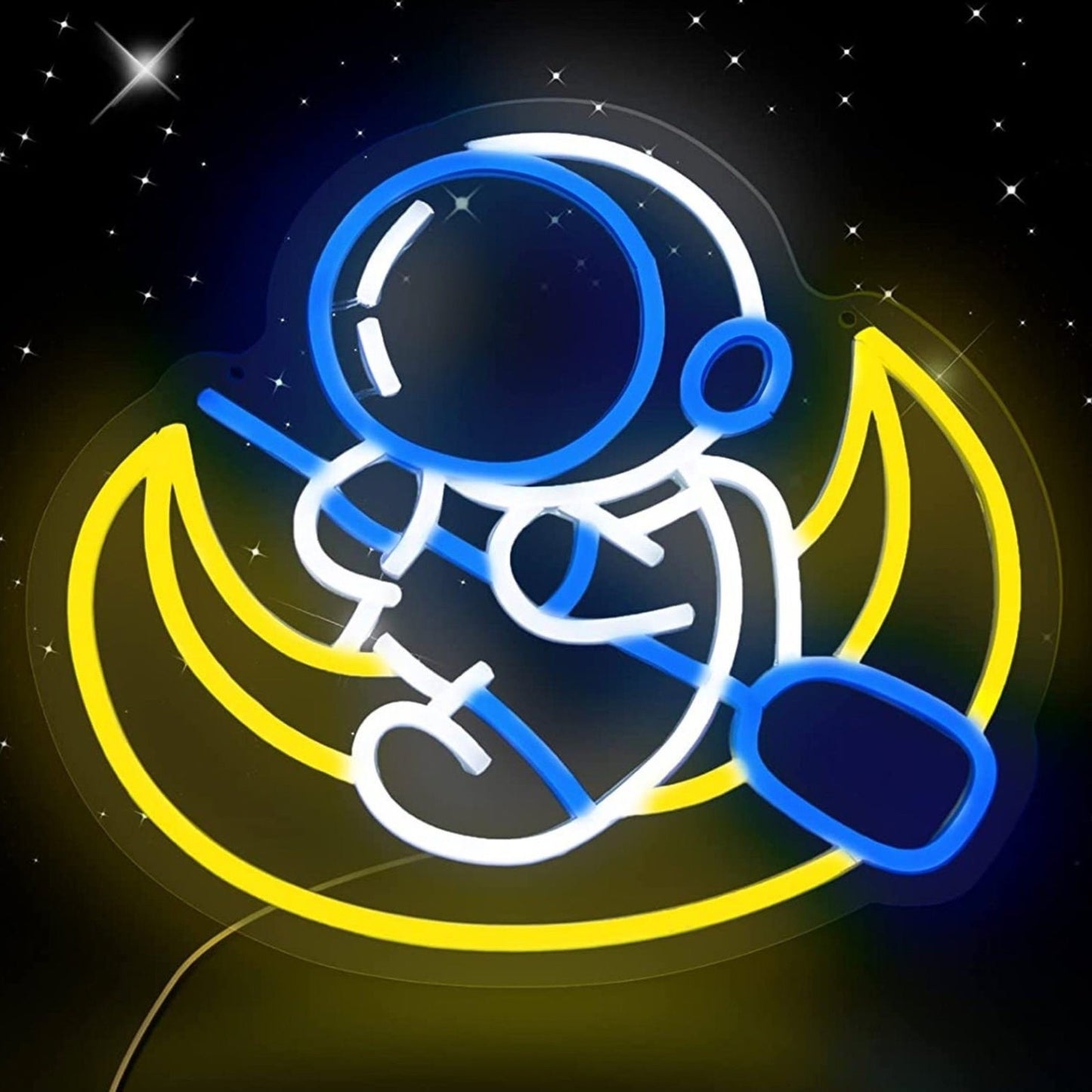 Fun Bright Baby Astronaut with Paddle Boat Crescent Moon LED Night Light