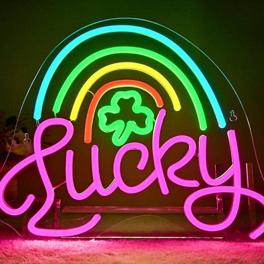 Lovely Bright Pink Luck Rainbow LED Night Light Room Wall Decoration