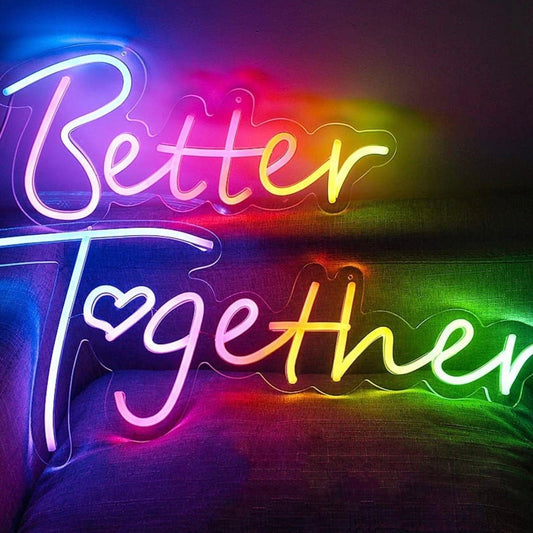 Vivid Bright Better Together Rainbow Heart LED Night Light Room Wall Decoration