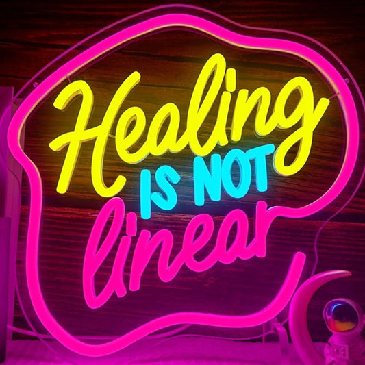 Lovely Bright Colorful “Healing is Not Linear” LED Night Light Room Wall Decor