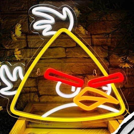 Fun Bright Yellow Angry Bird LED Night Light Video Game Room Wall Decoration