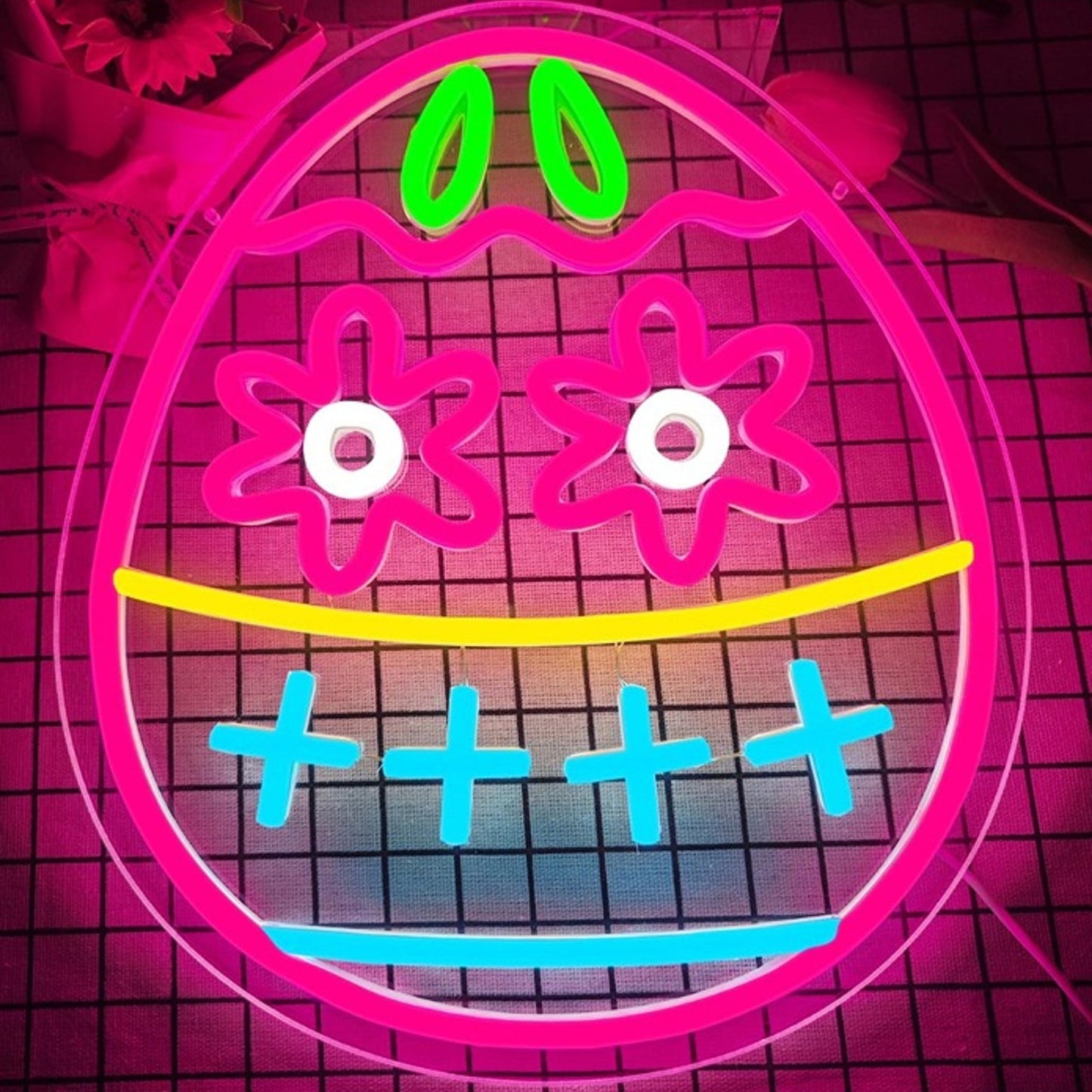 Lovely Bright Pink Flower Egg LED Night Light Room Wall Decoration