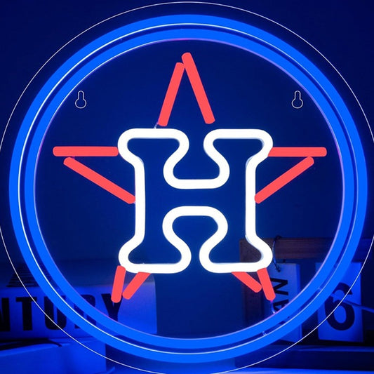 Vivid Bright Houston Astros LED Night Light MLB Baseball Sports Room Wall Decor
