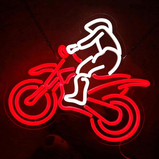 Fun Bright Red Dirt Bike Man LED Night Light Room Wall Decoration