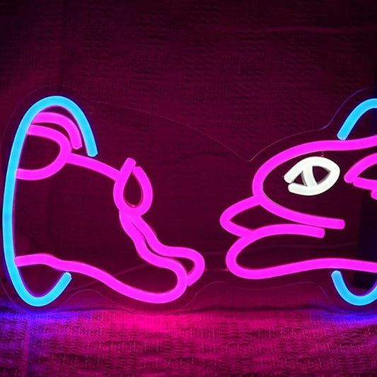 Fun Bright Pink Portal Bunny Rabbit LED Night Light Room Wall Decoration