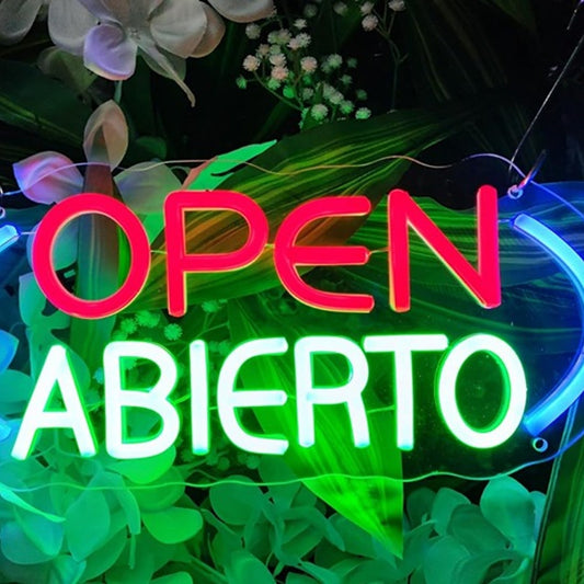Vivid Bright “Open Abierto” Spanish Shop LED Night Light