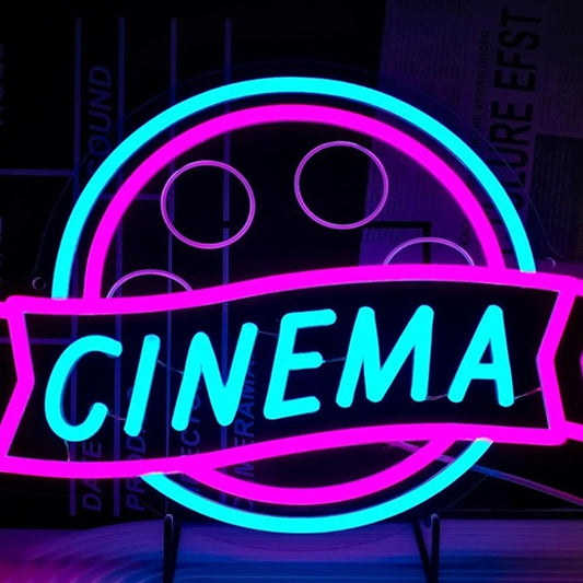 Vivid Bright Pink / Blue “Cinema” Movie Reel LED Night Light Theater Wall Decor