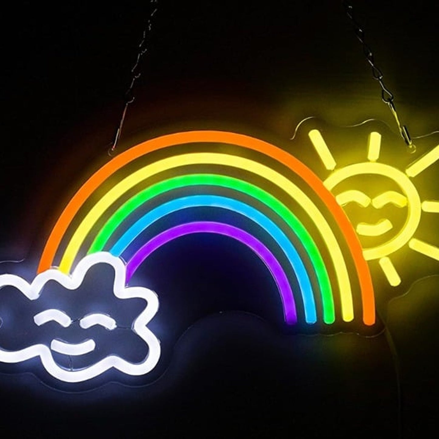 Fun Bright Happy Sun, Cloud & Rainbow LED Night Light Room Wall Decor