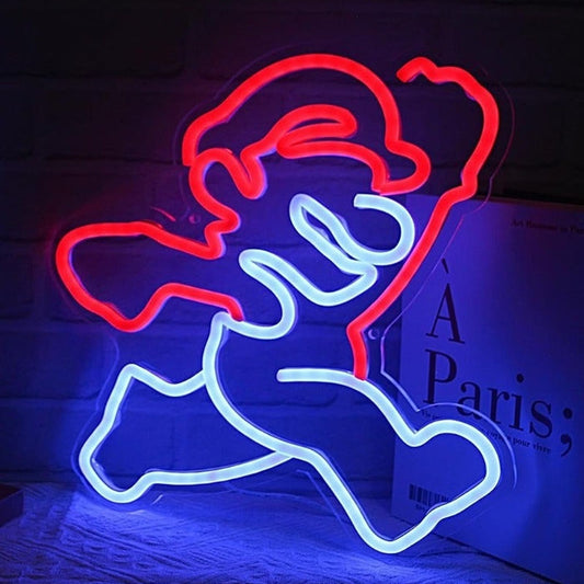 Fun Bright Red / Blue Jumping Super Mario LED Night Light Video Game Room Decor
