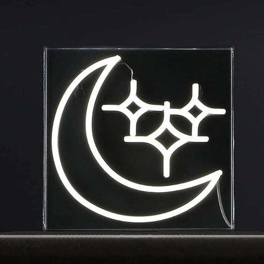 Lovely Bright White Moon and Stars LED Night Light Box Room Wall Decor