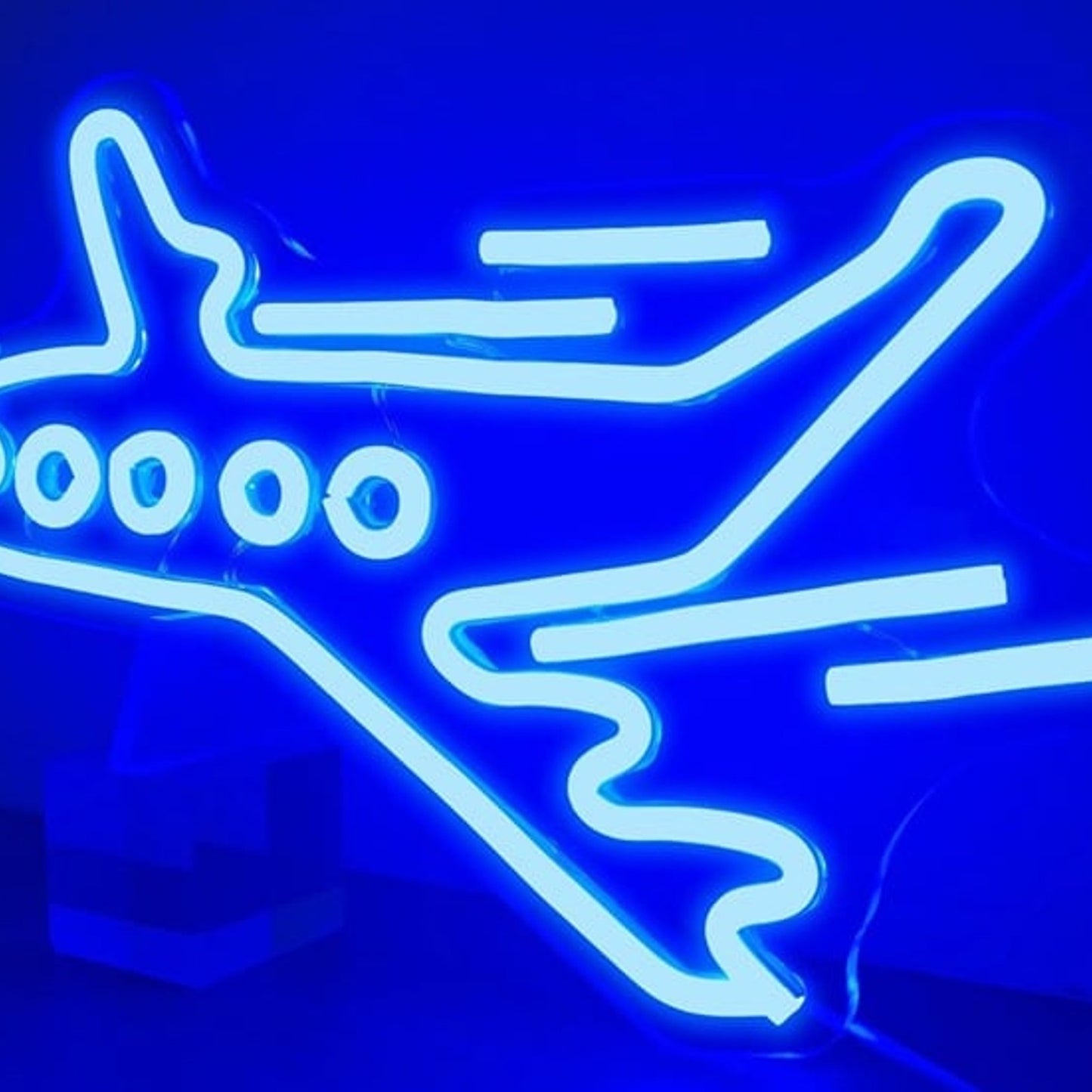 Vivid Bright Blue Flying Airplane LED Night Light Room Wall Decoration