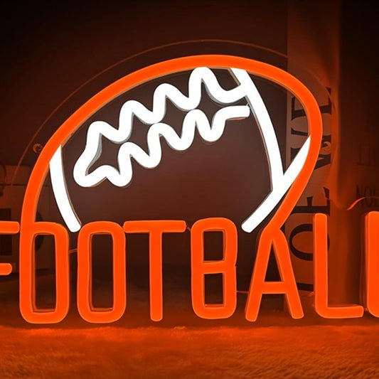 Vivid Bright Orange / White Football LED Night Light NFL Sport Wall Decoration