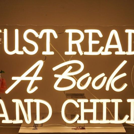 Fun Warm Bright “Just Read a Book and Chill” LED Night Light Room Wall Decor