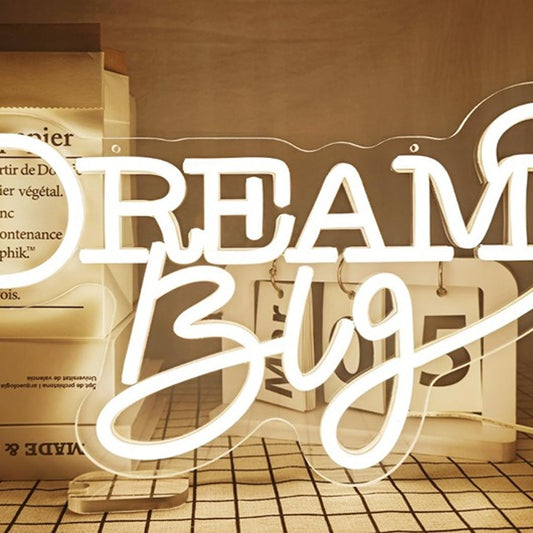 Vivid Bright White “Dream Big” LED Night Light Motivation Decoration