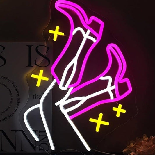 Fun Bright Cowgirl Boots and Stars LED Night Light Room Wall Decoration