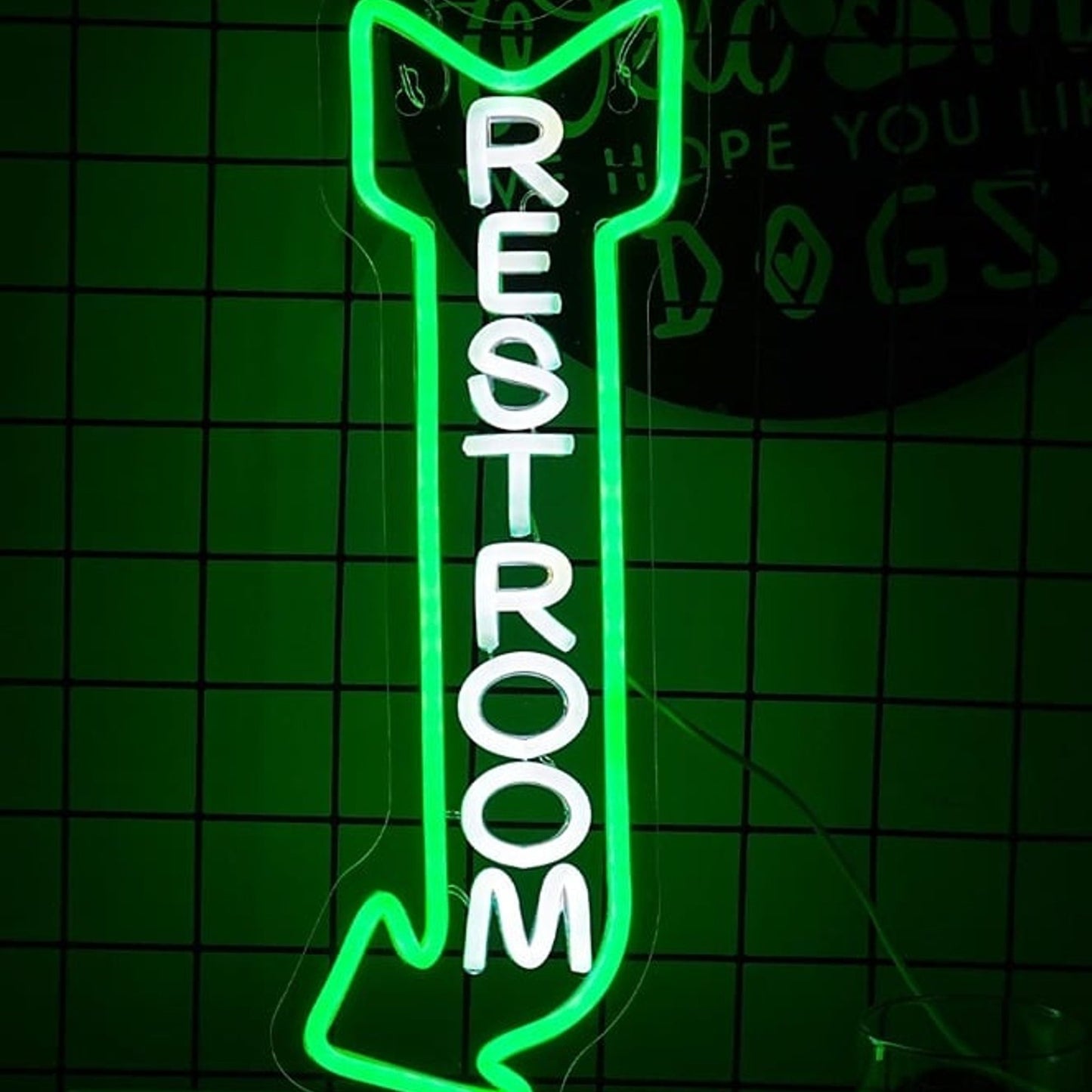 Vivid Bright Green Arrow Restroom Arrow LED Night Light Store Shop Room