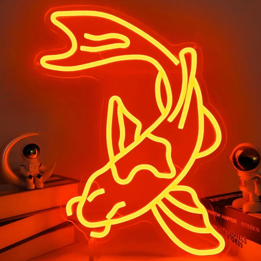 Lovely Bright Red Japanese Koi Fish LED Night Light Room Wall Decoration