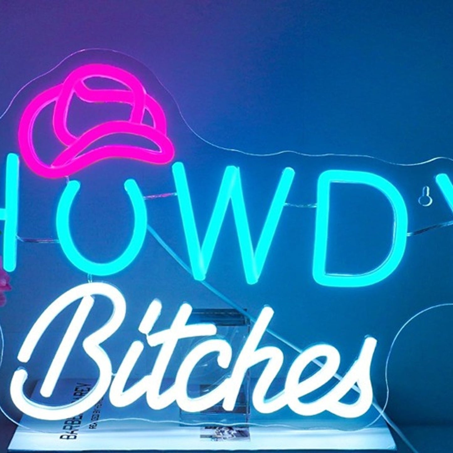 Fun Bright Blue “Howdy” LED Night Light Room Wall Decoration