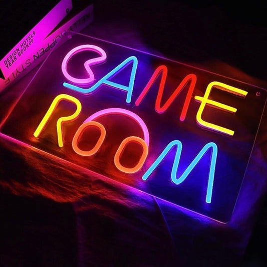 Fun Bright Rainbow Colorful "Game Room" Headphones LED Night Light Sign Decor