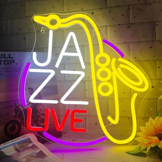 Vivid Bright Jazz Live Saxophone LED Night Light Room Wall Music Concert Decor