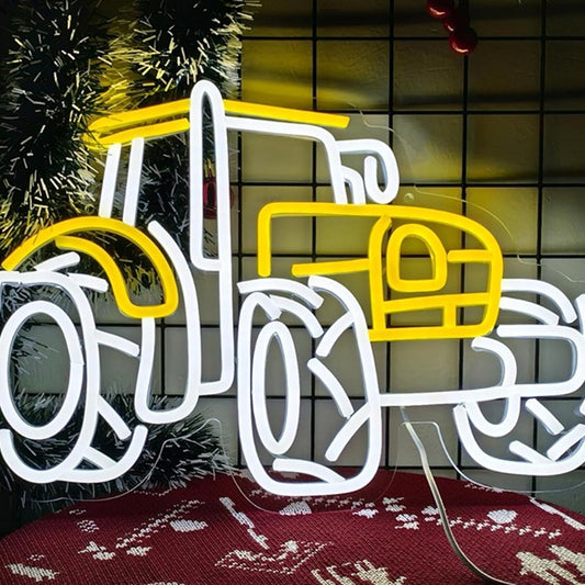Vivid Bright White / Yellow Farm Tractor LED Night Light Barn Room Wall Decor