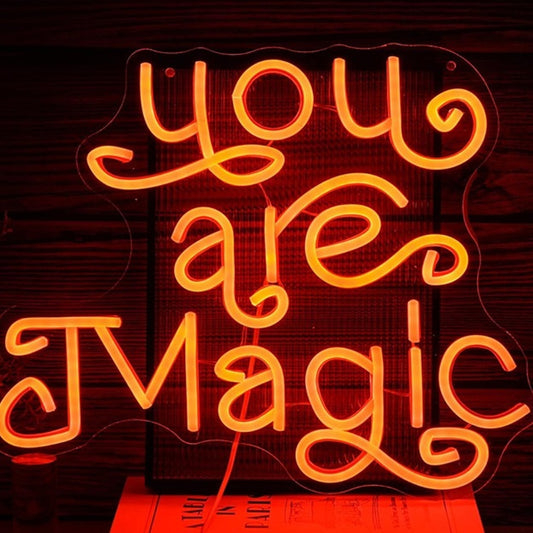Lovely Bright Warm Orange “You Are Magic” LED Night Light Room Wall Decoration