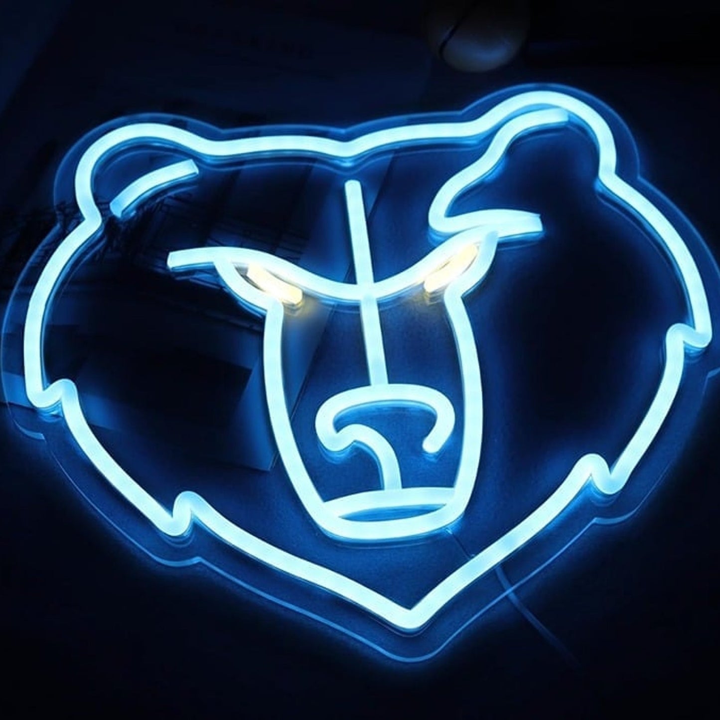 Vivid Bright Blue Memphis Grizzlies LED Night Light NBA Basketball Neon Decor