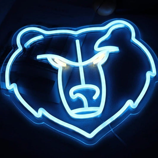Vivid Bright Blue Memphis Grizzlies LED Night Light NBA Basketball Neon Decor