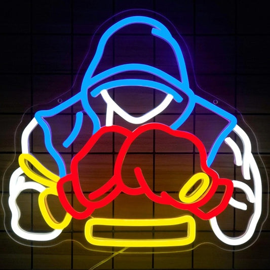 Vivid Bright Colorful Strong Boxing Man LED Night Light Gym Room Wall Decoration