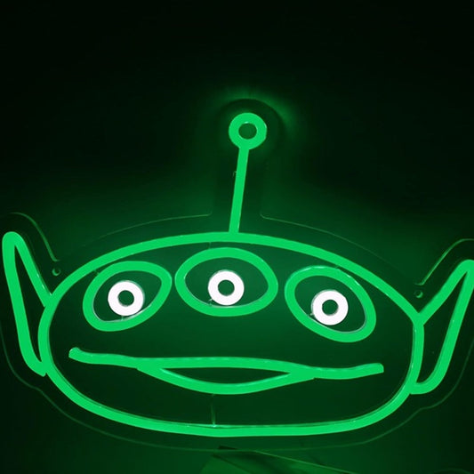 Fun Bright Green 3 Eyed Alien LED Night Light Toy Story Room Wall Decoration