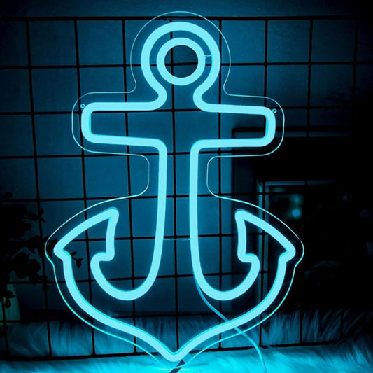 Vivid Bright Blue Ship Anchor LED Night Light Room Wall Decoration
