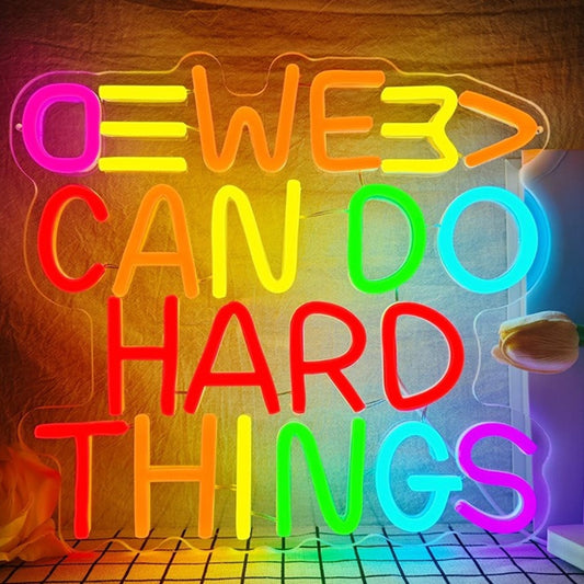 Lovely Bright Colorful “We Can Do Hard Things” Pencil Light School Room Wall Dec