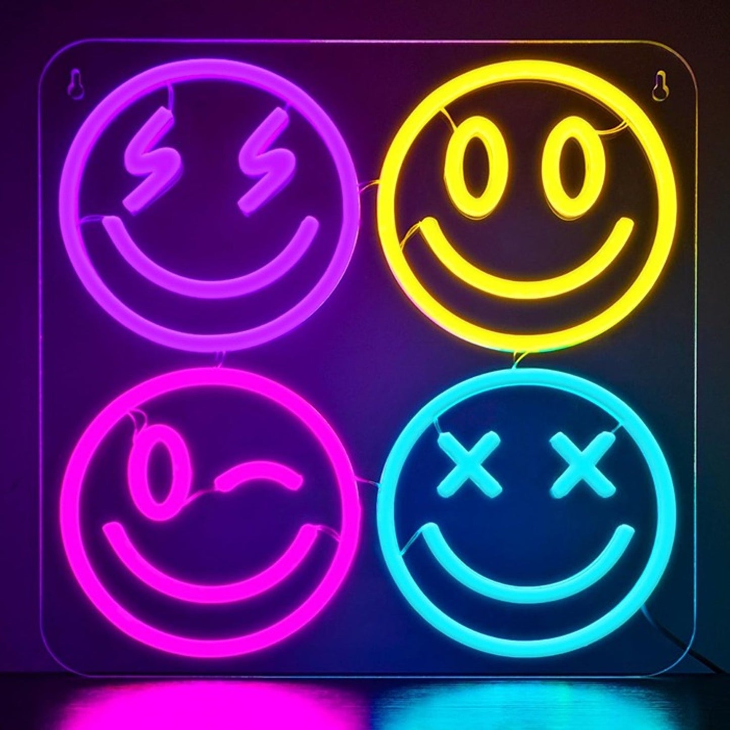 Vivid Bright Fun Colorful Smiley Faces LED Night Light Room Wall Decoration