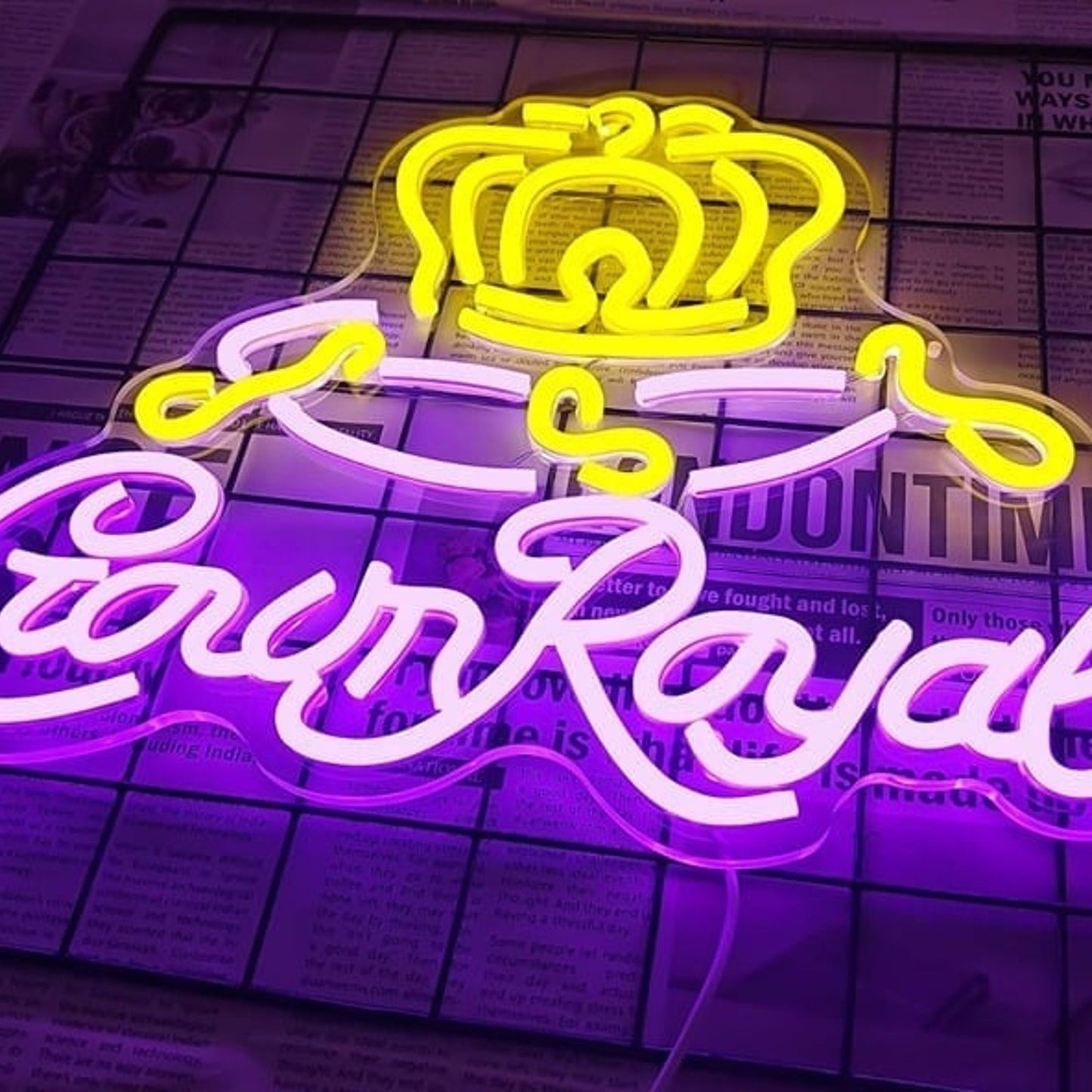 Vivid Bright Purple Crown Royal LED Night Light Bar Room Beer Wall Decoration