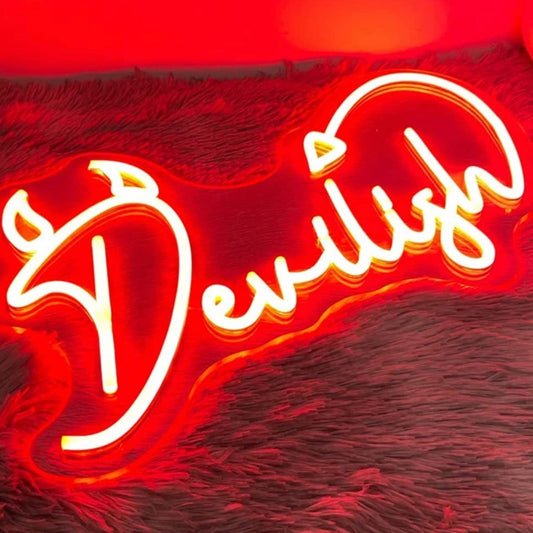 Vivid Bright Red “Devilish” LED Night Light Room Wall Decoration