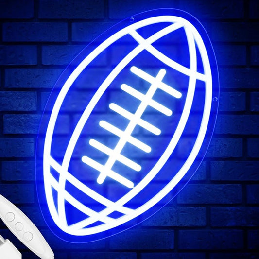 Fun Vivid Bright Blue Football LED Night Light Room Wall NFL Sport Room Wall Dec
