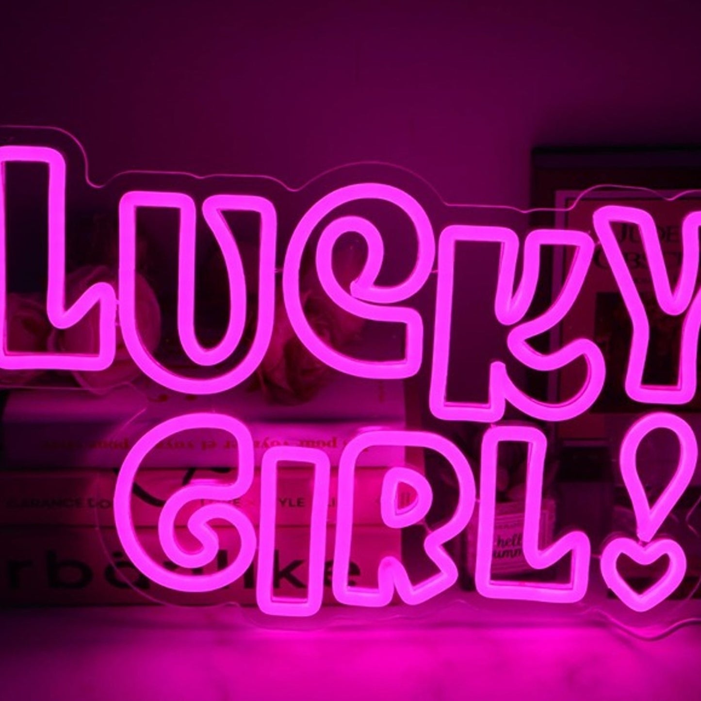 Fun Bright Pink “Lucky Girl!” LED Night Light Room Wall Decoration