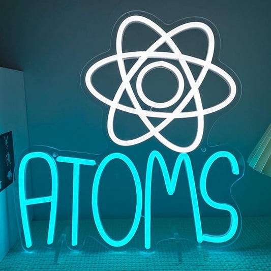 Fun Bright Blue / White “ATOMS” LED Night Light Science Class Room Wall Decor