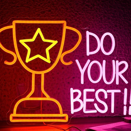 Fun Bright Colorful “Do Your Best!!” Trophy LED Night Light Room Wall Decoration