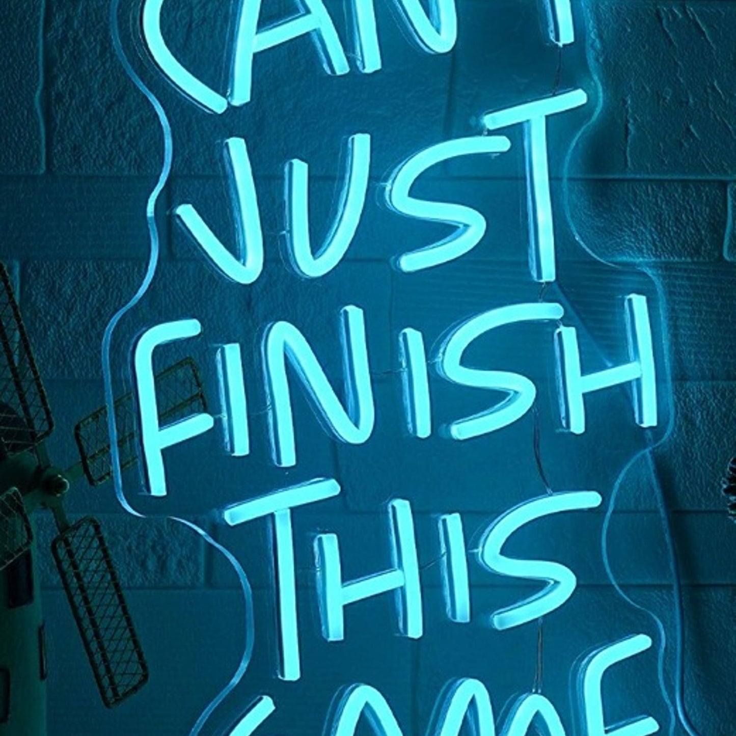 Fun Bright Blue “Can I Just Finish This Game” LED Night Light Room Wall Decor