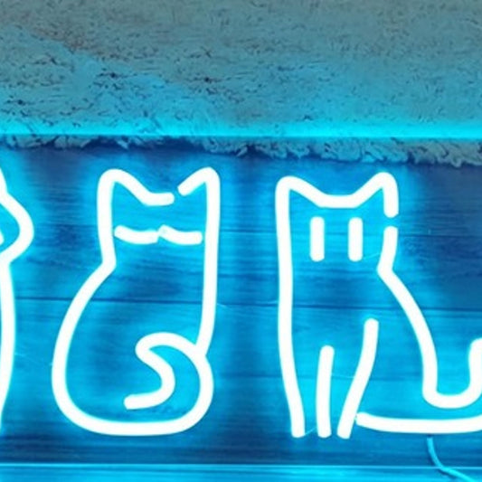Lovely Bright Blue Kitty Cats LED Night Light Room Wall Decoration