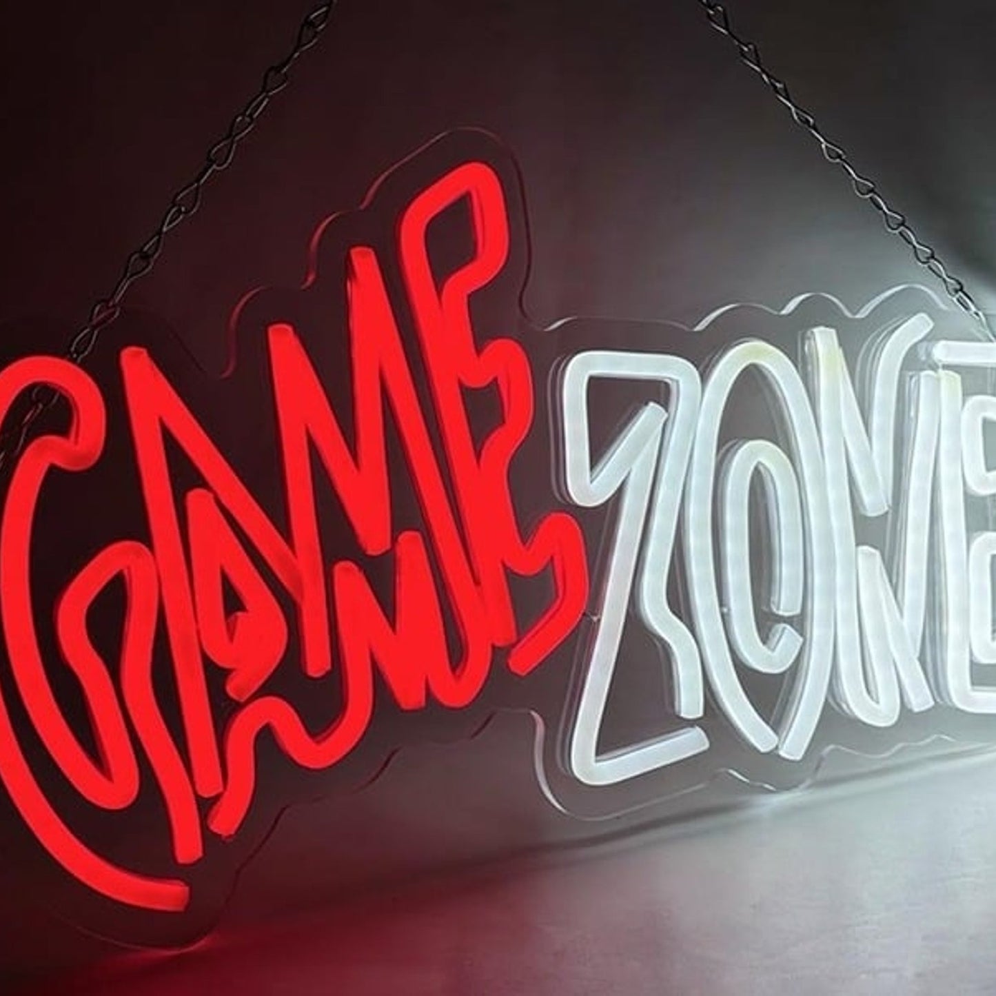Fun Bright Red / White “Game Zone” LED Night Light Room Wall Decoration