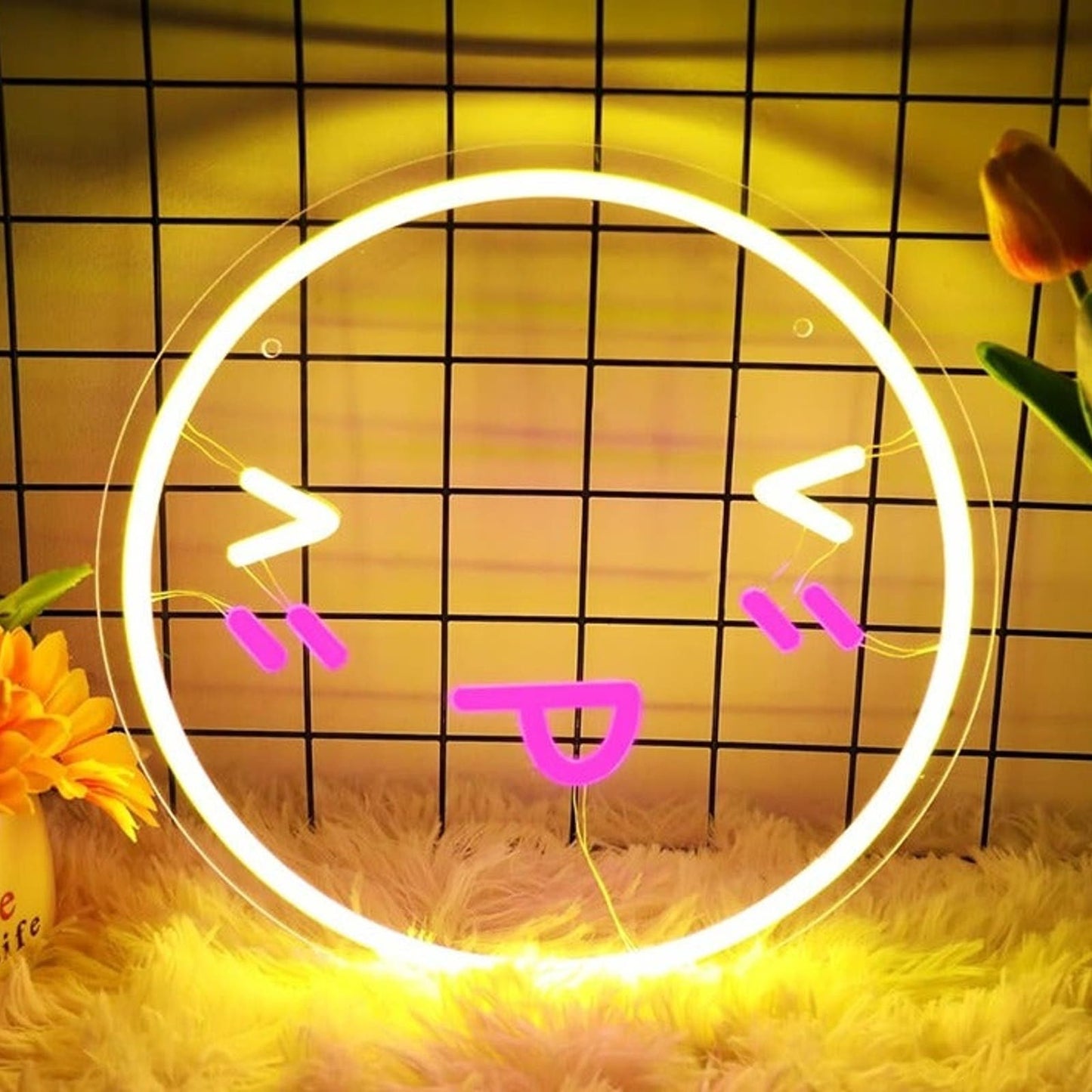Fun Vivid Bright Blushing Smiley Face LED Night Light Room Wall Decor