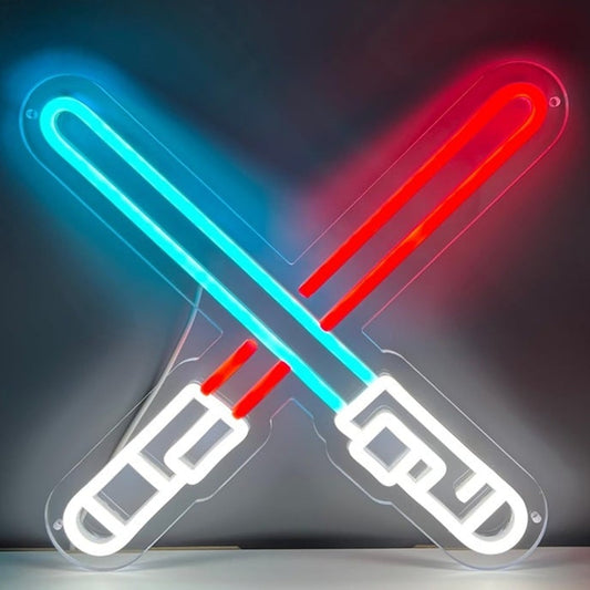 Fun Bright Red / Blue Light Sabers LED Night Light Star Wars Room Wall Decor