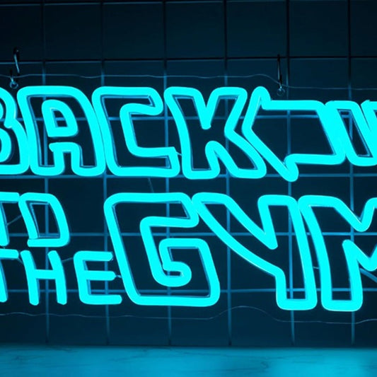 Fun Bright Blue “Back to the Gym” LED Night Light Room Wall Decoration